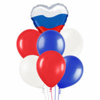 Фонтан из шаров  с сердцем триколор